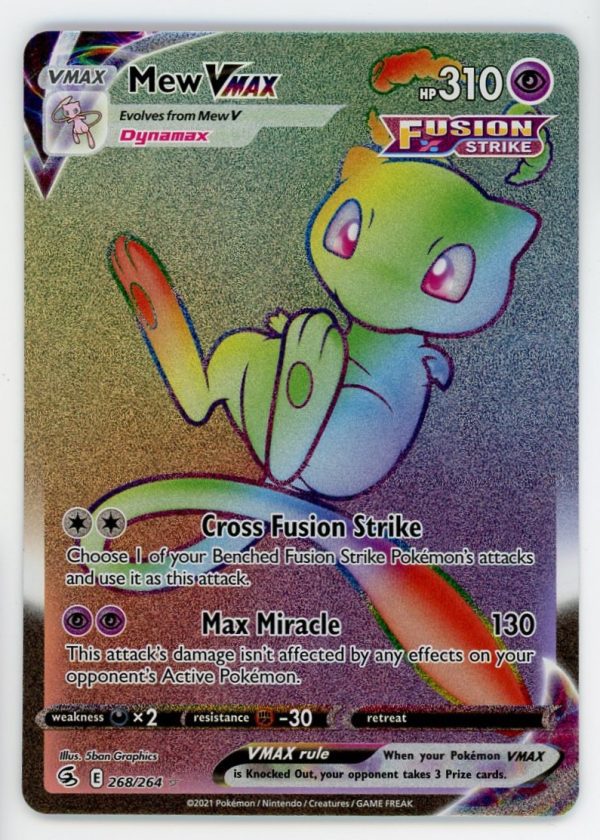 Pokemon Mew VMAX 268/264 Fusion Strike Rainbow Secret Rare NM