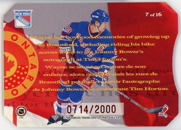 Wayne Gretzky Rangers 1996-97 Donruss Canadian Ice O Canada /2000 #7