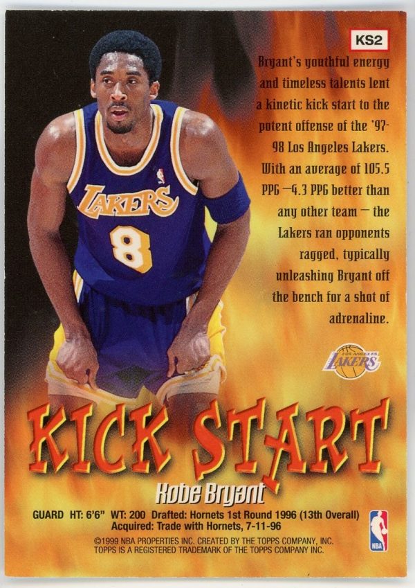 Kobe Bryant Lakers 1998-99 Topps Kick Start Insert Card #KS2