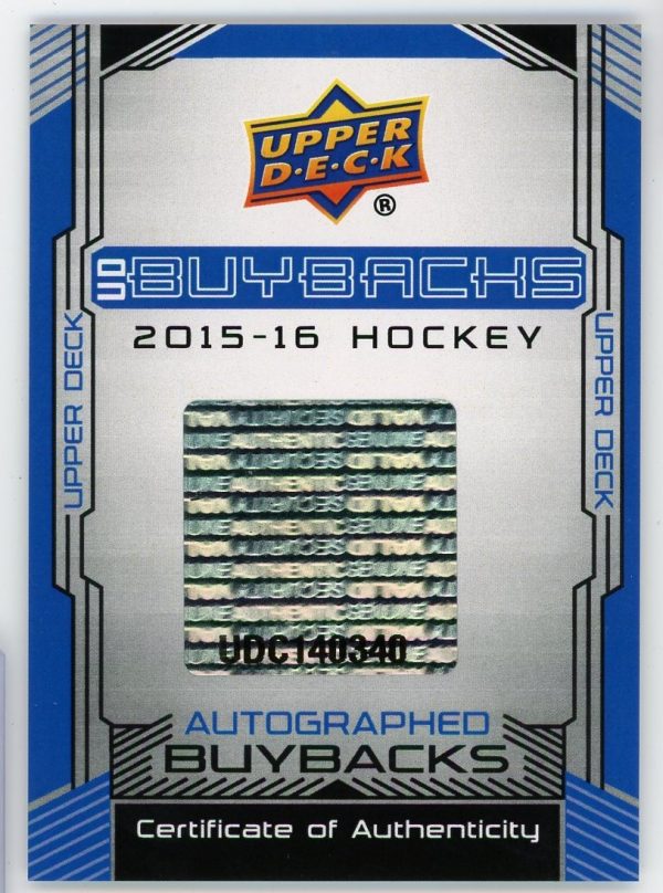 2015-16 Ray Bourque Bruins UD Buybacks 1/1 Auto Card