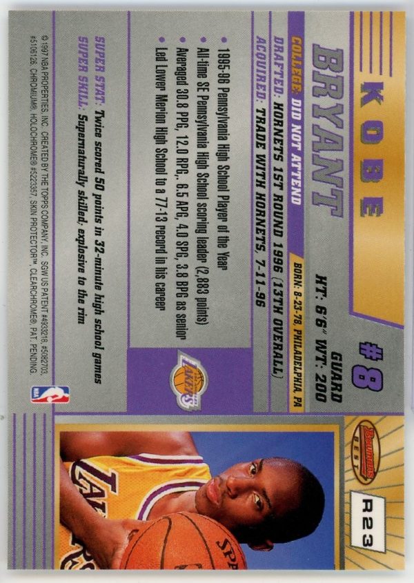 Kobe Bryant Lakers 1996-97 Bowmans Best RC Rookie Card #R23