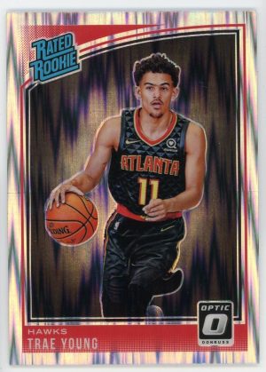 Trae Young Hawks 2018-19 Panini Optic Shock Prizm Rated Rookie RC #198