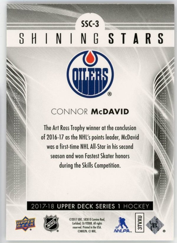 Connor McDavid Oilers 2017-18 UD Shining Stars Red Card #SSC-3