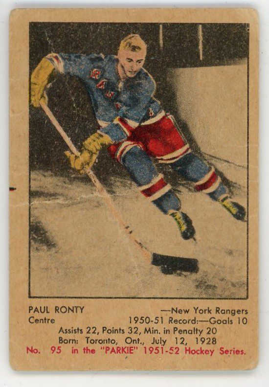 Paul Ronty 1951-52 Parkhurst Hockey Card #95