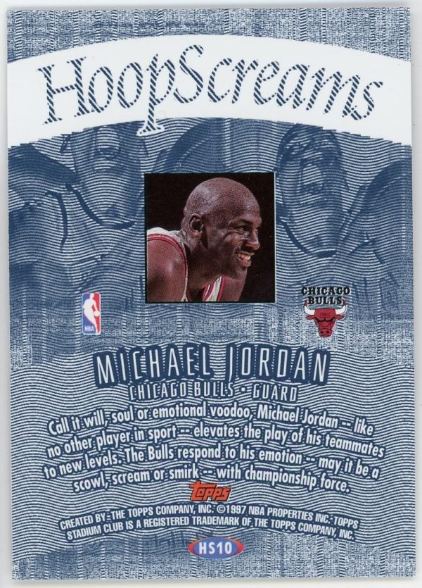 Michael Jordan Bulls 1997-98 Topps Stadium Club Hoop Screams Card #HS10