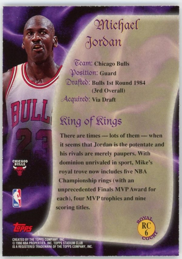 Michael Jordan Bulls 1998 Stadium Club Royal Court King of Kings #RC6