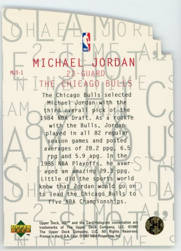 Michael Jordan Bulls 1997-98 UD3 Insert Rare Die-Cut Card #MJ3-1