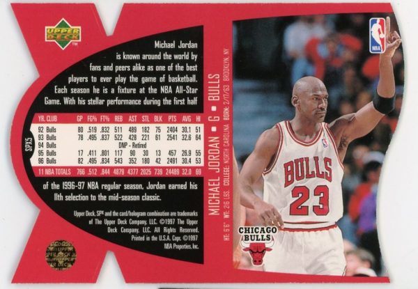 Michael Jordan Bulls 1997-98 UD SPX Die-Cut Hologram Card #SPX5