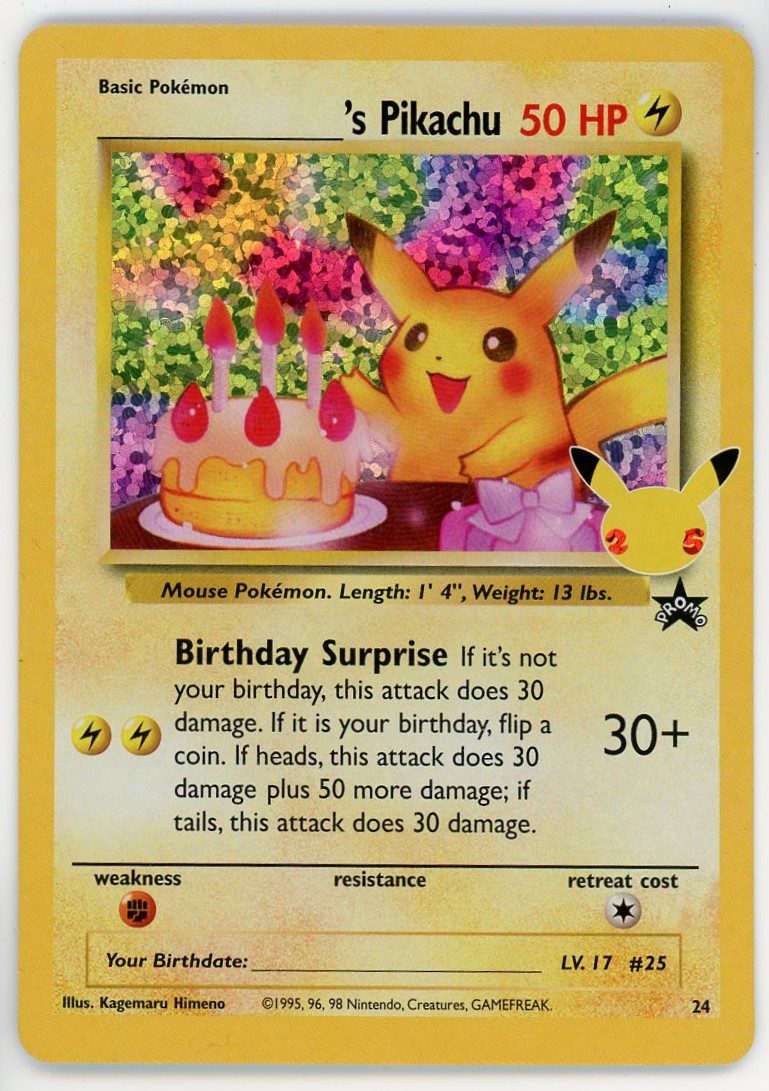 Pokemon Birthday Pikachu 24 Black Star Promo Celebrations