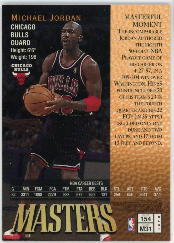 Michael Jordan Bulls 1997-98 Topps Finest Masters Gold w/ Coating #154