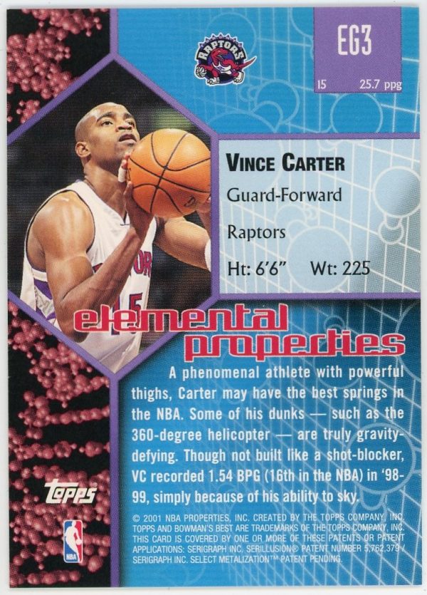 Vince Carter Raptors 2001 Bowmans Best Elements of the Game #EG3