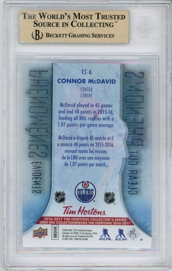 Connor McDavid Oilers 2016-17 UD Clear Cut Phenoms CC-6 BGS 9.5