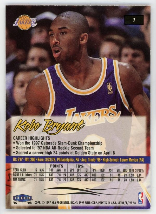 Kobe Bryant 1997-98 Fleer Ultra #1 Slam Dunk Contest