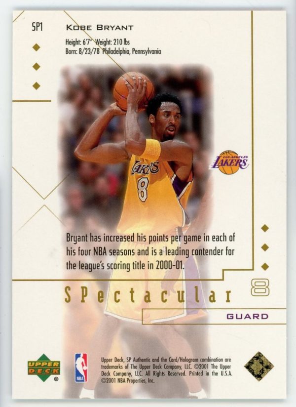 Kobe Bryant 2000-2001 UD SP Authentic SPectacular #SP1