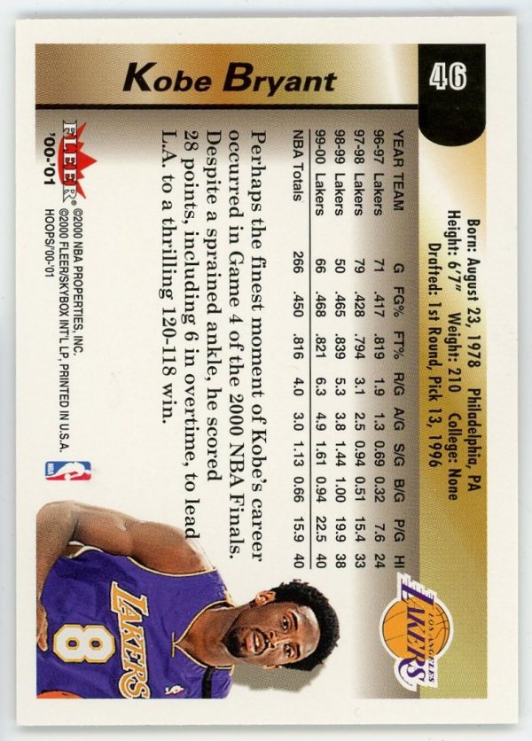 2000-01 Fleer Hoops Kobe Bryant Hot Prospects Card #46
