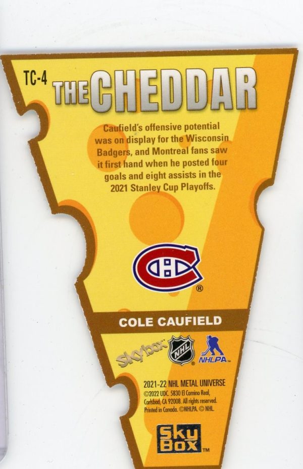 Cole Caufield 2021-22 Metal Universe The Cheddar Card #TC-4