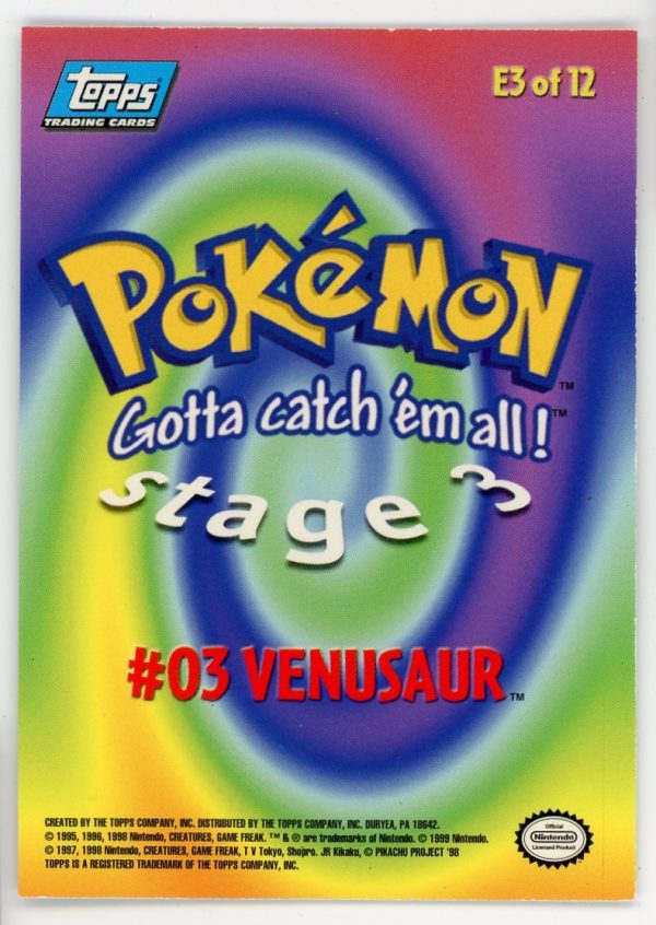 Pokemon Venusaur E3 of 12 Topps Holo Card