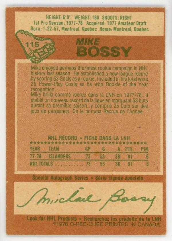 Mike Bossy 1978-79 OPC Rookie Card #115