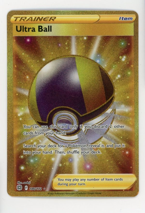 Pokemon Ultra Ball 186/172 Brilliant Stars Gold Secret