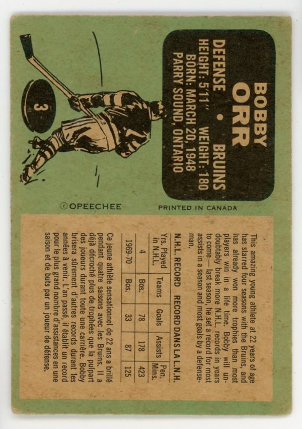 Bobby Orr 1970-71 OPC Card #3