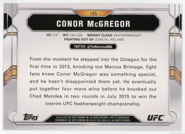 Conor McGregor 2015 Topps UFC Chronicles Card #185