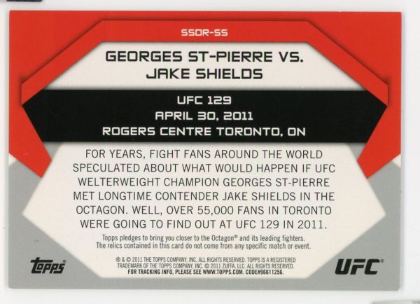 Georges St-Pierre Jake Shields 2011 UFC Showdown Shots Dual Patch Card #SSDR-SS