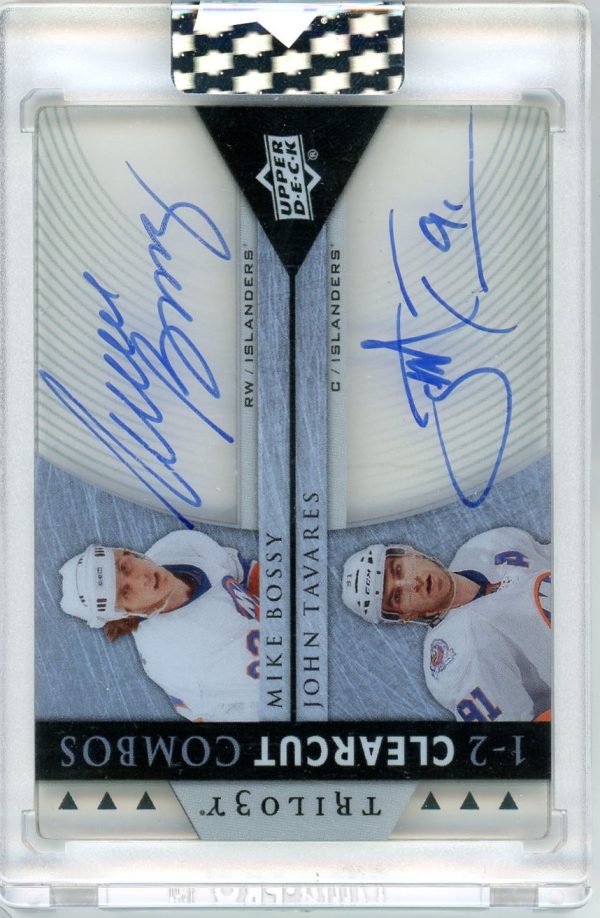 John Tavares, Mike Bossy 2013-14 UD Trilogy Clear Cut Combos Dual Auto