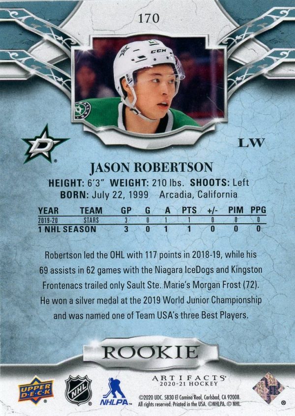 Jason Robertson 2020-21 Artifacts Emerald Rookie /99 #170