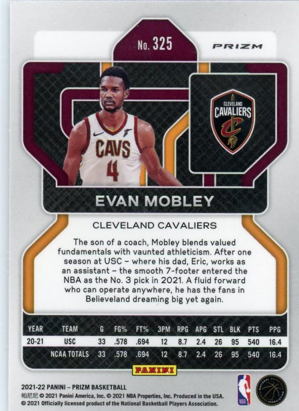 Evan Mobley 2021-22 Panini Prizm Cracked Ice Rookie Card #325