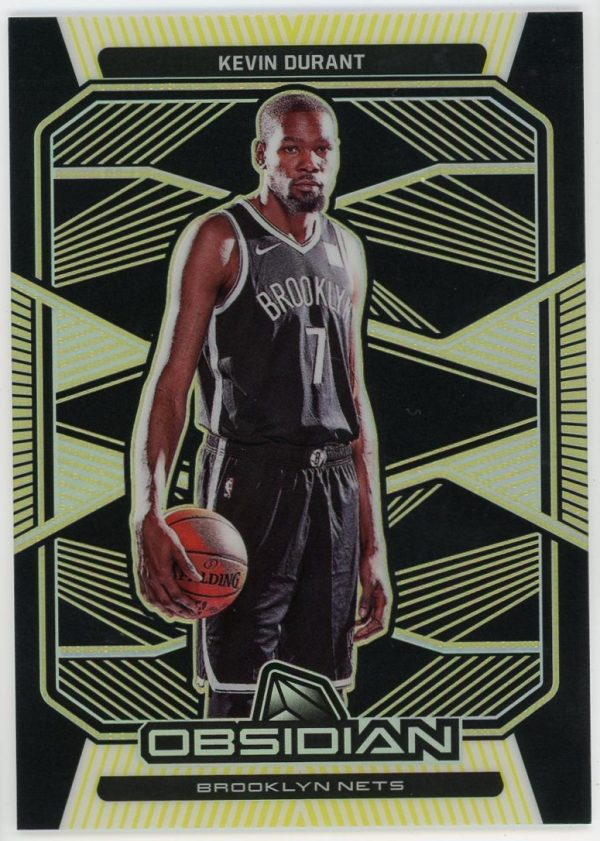 Kevin Durant Nets 2019-20 Obsidian Electric Etch Yellow 4/10 Card #107
