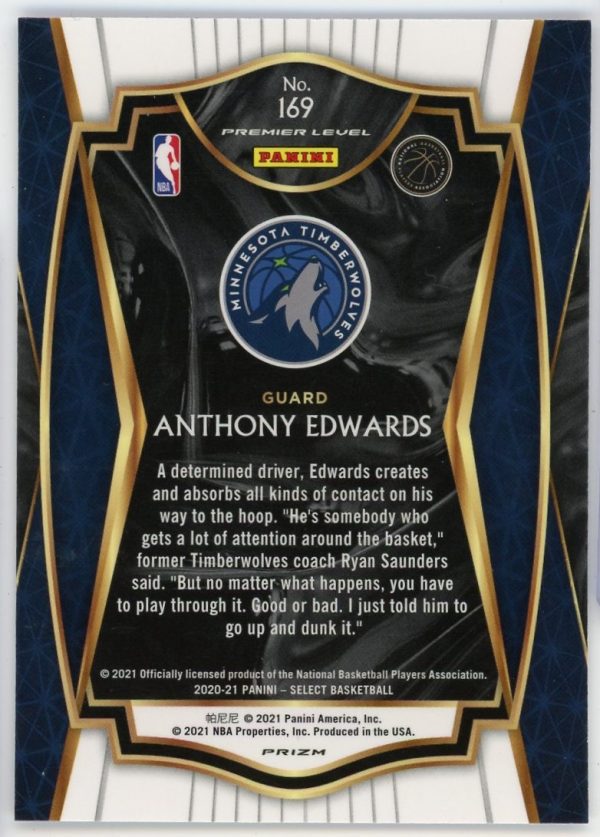 Anthony Edwards 2020-21 Select Premier RC Blue White Purple Cracked Ice #169