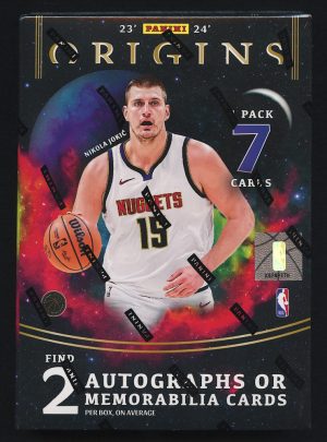 2023-24 Panini Origins Basketball Hobby Box 7 cards per pack. 1 pack per box. Find 1 autograph, 1 other autograph/memorabilia, 2 parallels, and 1 insert per box on average.