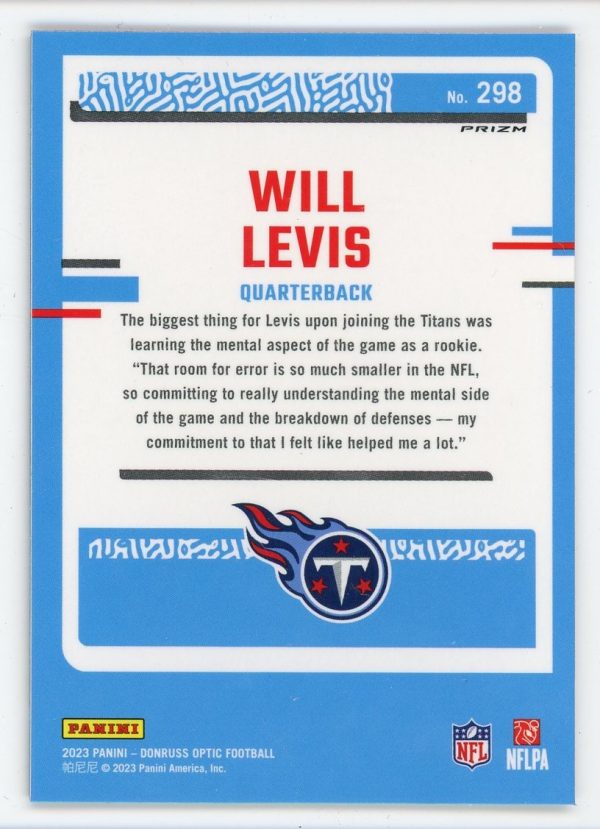 Will Levis 2023 Panini Donruss Purple Shock Rated Rookie #298