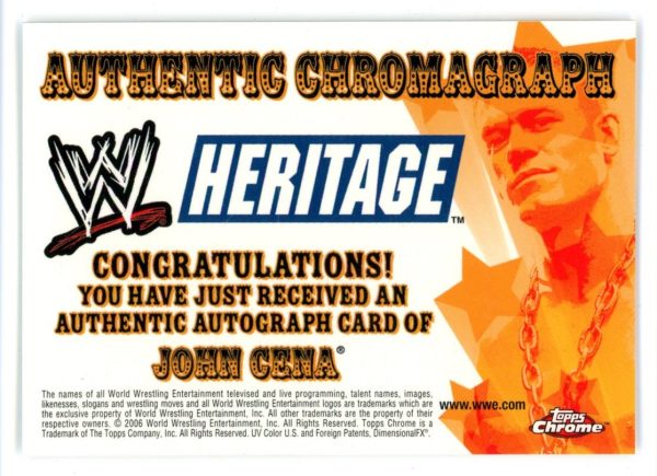 John Cena 2006 Topps Chrome WWE Authentic Chromograph Auto