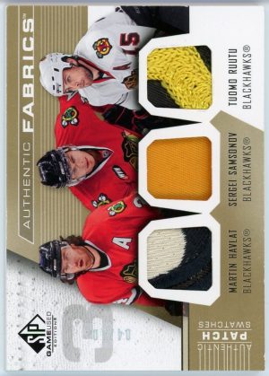 Havlat, Samsonov, Ruutu 2007-08 UD SP Game Used Triple Patch /10 #AF3-SHR