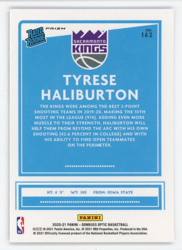 Tyrese Haliburton 2020-21 Panini Donruss Optic Rated Rookie Holo #162