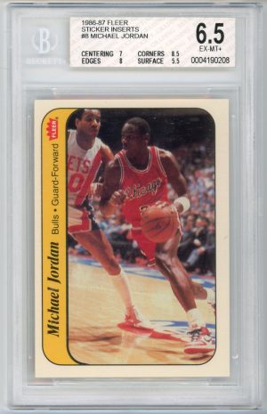 Michael Jordan 1986-87 Fleer Rookie Card Sticker RC #8 BGS 6.5