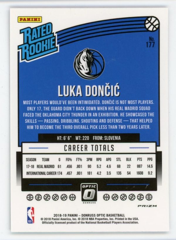 Luka Doncic 2018-19 Panini Donruss Optic Shock Rated Rookie #177