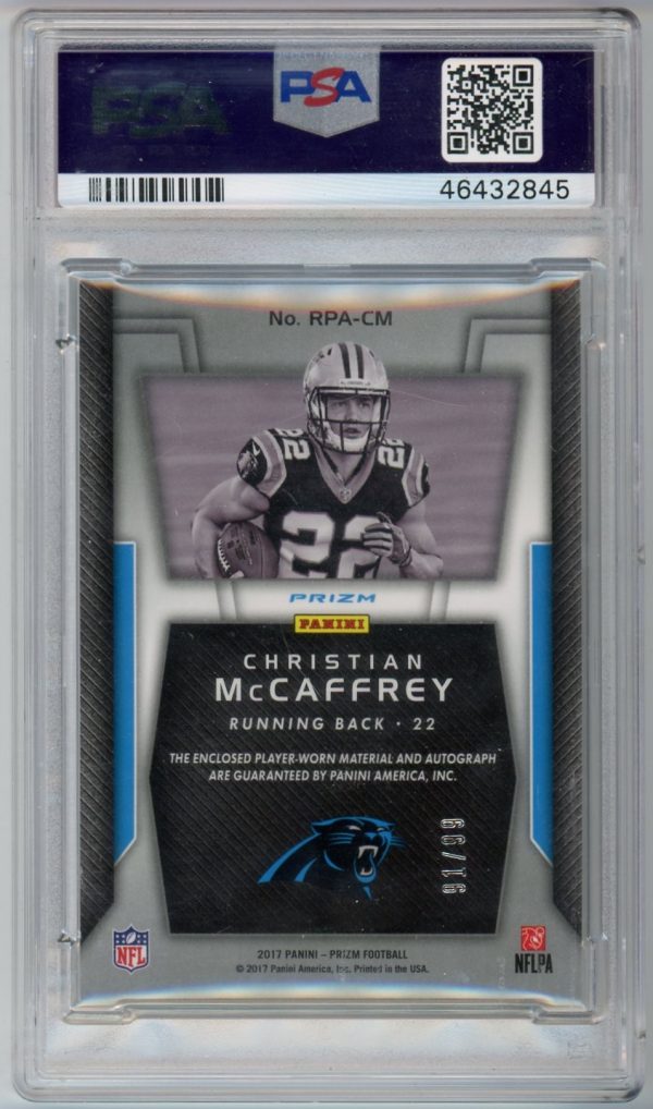 Christian McCaffrey 2017 Panini Prizm Silver RPA /99 PSA 10 POP 6