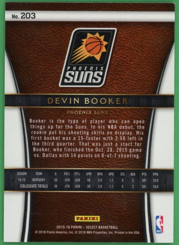 Devin Booker 2015-16 Panini Select Basketball Rookie Card #203