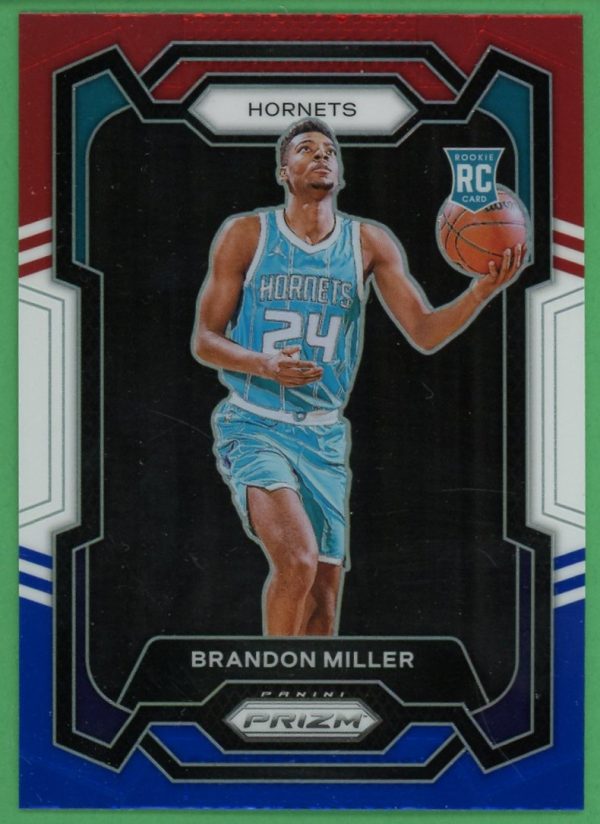 Brandon Miller 2023-24 Panini Prizm Red/White/Blue Rookie Card #152