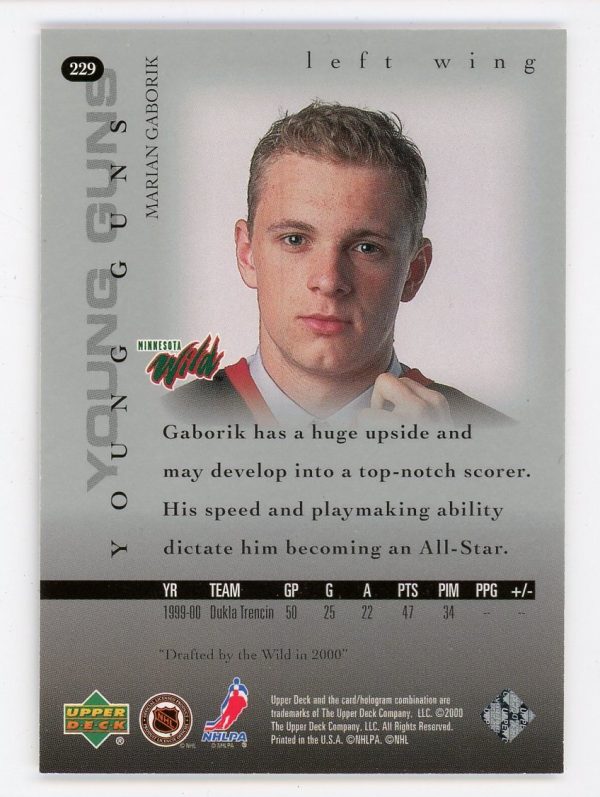 Marian Gaborik 2000-01 Upper Deck Young Guns Exclusives 040/100 #229