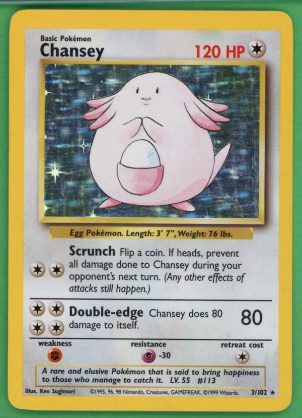 Chansey Pokemon Base Set Holo 3/102