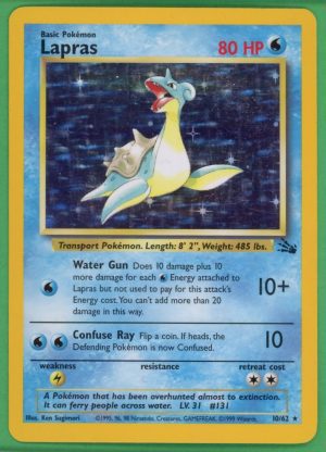 Lapras Pokemon Fossil Unlimited Holo 10/62