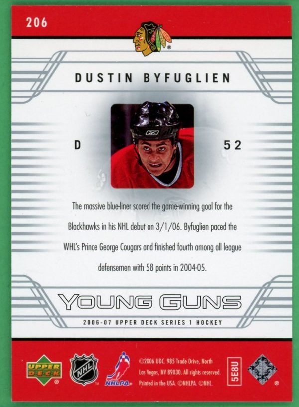 Dustin Byfuglien 2006-07 Upper Deck Series 1 Young Guns #206