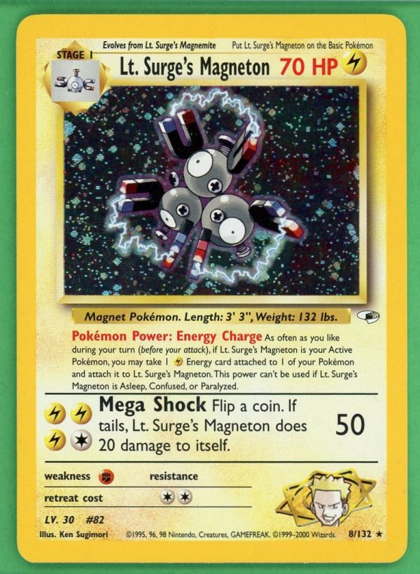 Lt. Surge's Magneton Pokemon Gym Heroes Holo 8/132