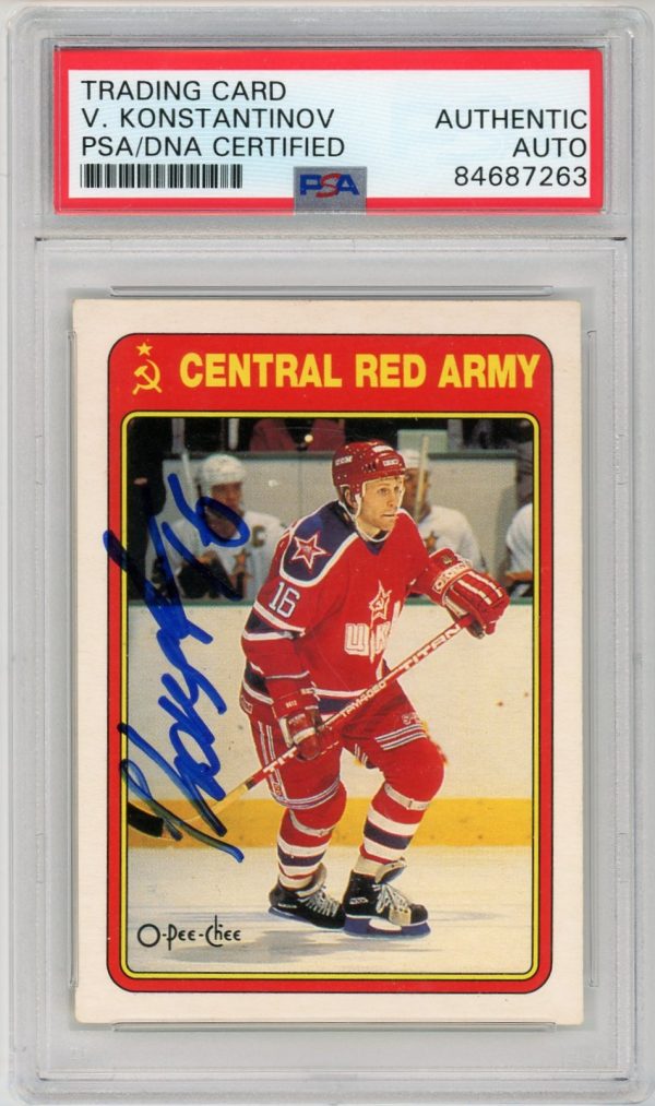 Vladimir Konstantinov 1990-91 OPC Rookie Card #21R Auto PSA/DNA