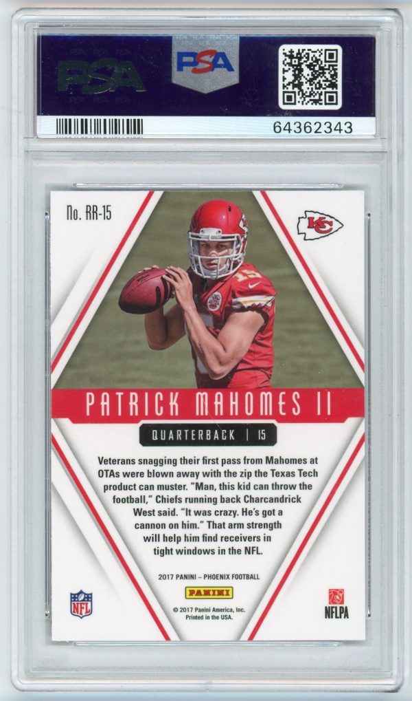 Patrick Mahomes II 2017 Panini Phoenix Rookie Rising RC #RR-15 PSA 9