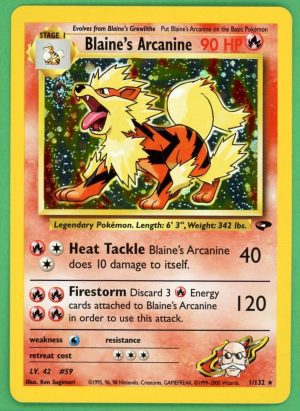 Blaine's Arcanine Pokemon Gym Challange Holo Swirl 1/132