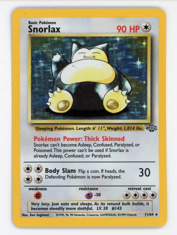 Snorlax Pokemon Jungle Unlimited Holo Rare 11/64 LP